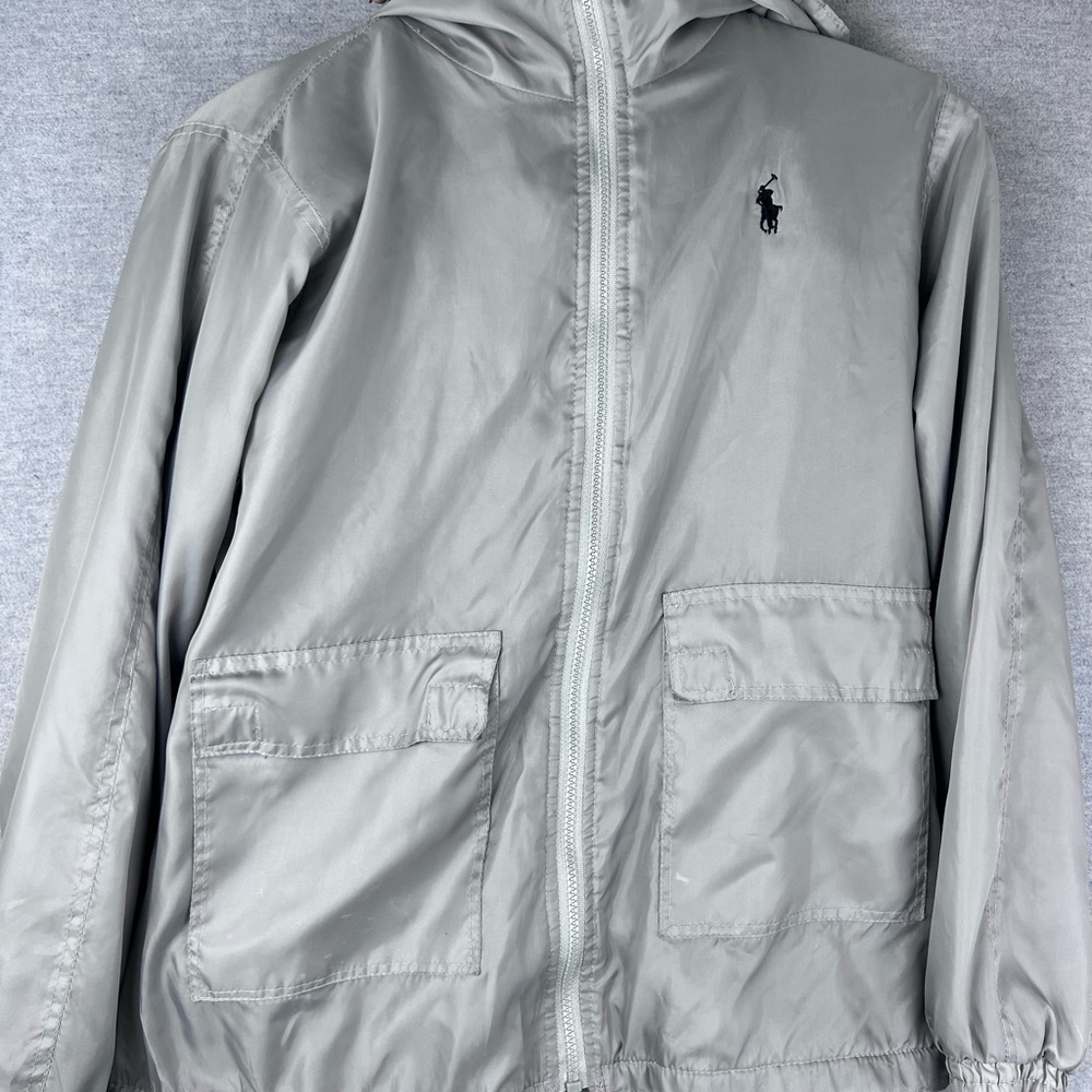Polo Ralph Lauren Mens Tracksuit Silver Grey Hooded Windbreaker‎ Fleece Lined S